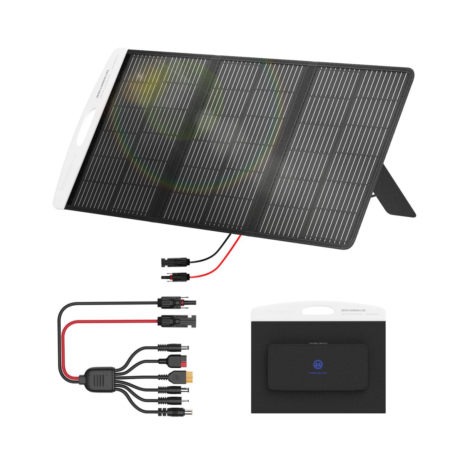 100W ソーラーパネル 折りたたみ式 ソーラーチャージャー 太陽光パネル 最新型ETFE 単結晶 23%高転換率 急速充電 IP65防水防塵 直列＆並列 スタンド付き ERICSITY DC5521 DC7909 DC6530 DC35135 Anderso