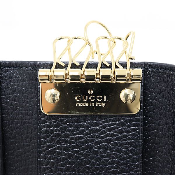  グッチ GUCCI ダブルG 6連 キーケース レザー 456118 ブラック キーケース 小物