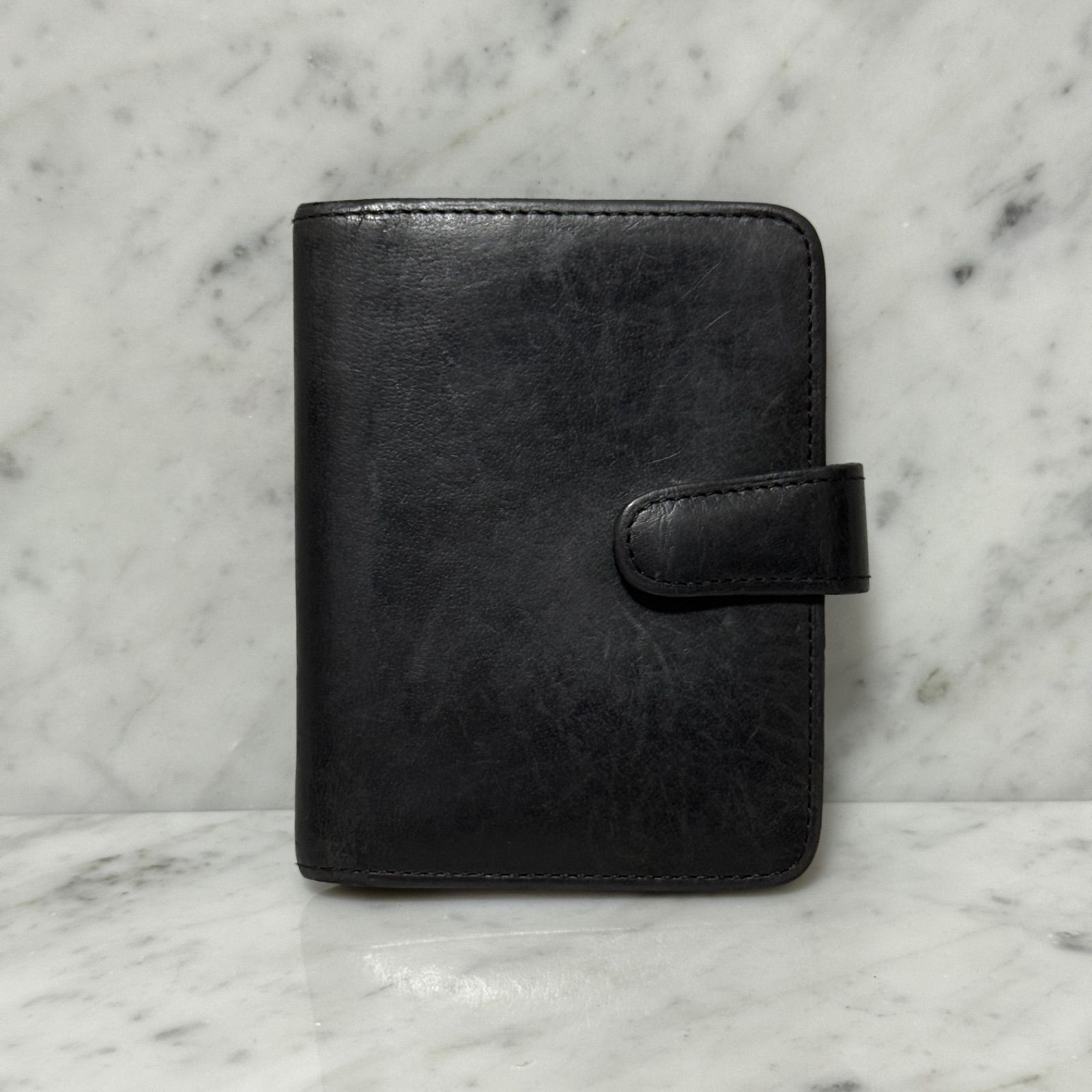 90s OLD COACH オールドコーチ 二つ折り財布 本革 レザー ブラック 黒