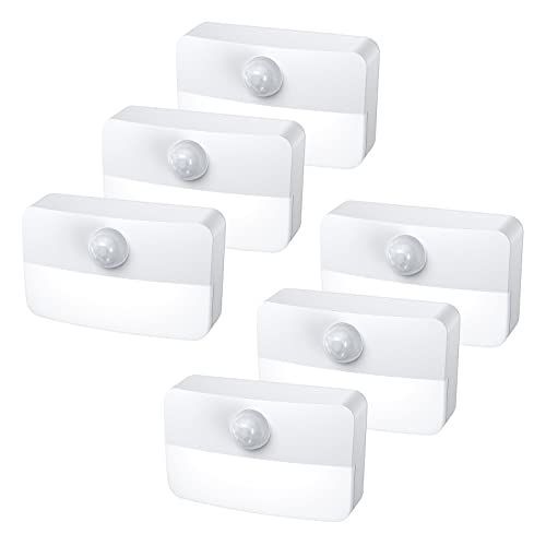 昼白色_6セット AMIR LED 人感センサー ライト キッチン用ライト LEDライト ナイトライト バス用ライト 夜間ライト 電池式 モーションセンサー搭載 ワイヤレス 小型 玄関 階段 室内照明 昼白色 