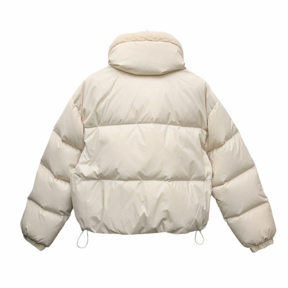 COACH コーチ クロップド パッファー リサイクル ナイロン シェルパ カラー ダウンジャケット 中綿 ホワイト系 CV462 サイズ M