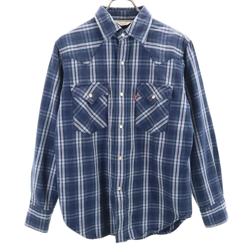 リーバイス Red Tab チェック柄 長袖 ウエスタンシャツ M ネイビー系 Levi's メンズ 古着 【240424】