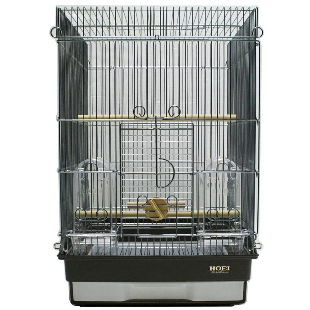 HOEI 35 手のり 鳥かご+おやすみカバー ブラウン(茶) 即納在庫品] HOEI 鳥かご+おやすみカバーセット 35手のりステンレス