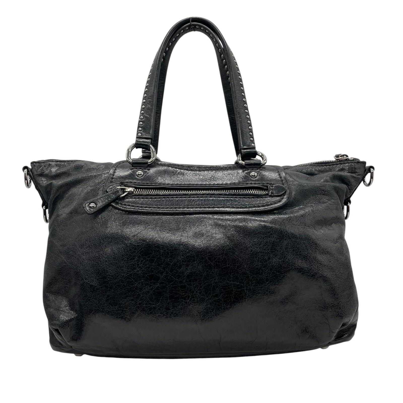 miu miu スタッズ付き2way黒レザーバッグ miu miu ミュウミュウ 2WAY ハンドバッグ ショルダーバッグ 黒