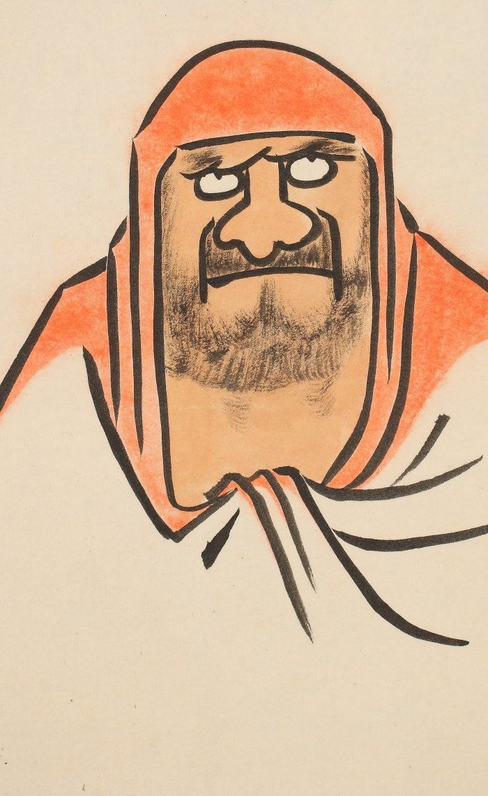 dds1145 美品 掛け軸 関牧翁作 達磨図 臨済宗天竜寺住職 群馬の人