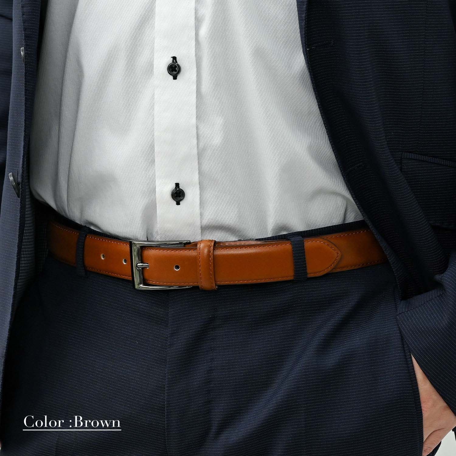  カーフレザー ベルト メンズ 本革 ビジネス カジュアル フランス製 アノネイ社 革 レザー 28 mm幅 2.8 cm幅 太め 長め 大きいサイズ サイズ調整 長沢ベルト フォーマル スーツ 紳士 男性 通勤 通学 シンプル ベルト 小物