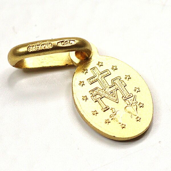 ウノアエレ UNOAERRE K18YG メダイ マリア ペンダントトップ 750YG XSサイズ オーバル 無垢 0.5g 全長約15mm イエローゴールド ペンダントヘッド ブレスレットチャーム お守り 重ね着け