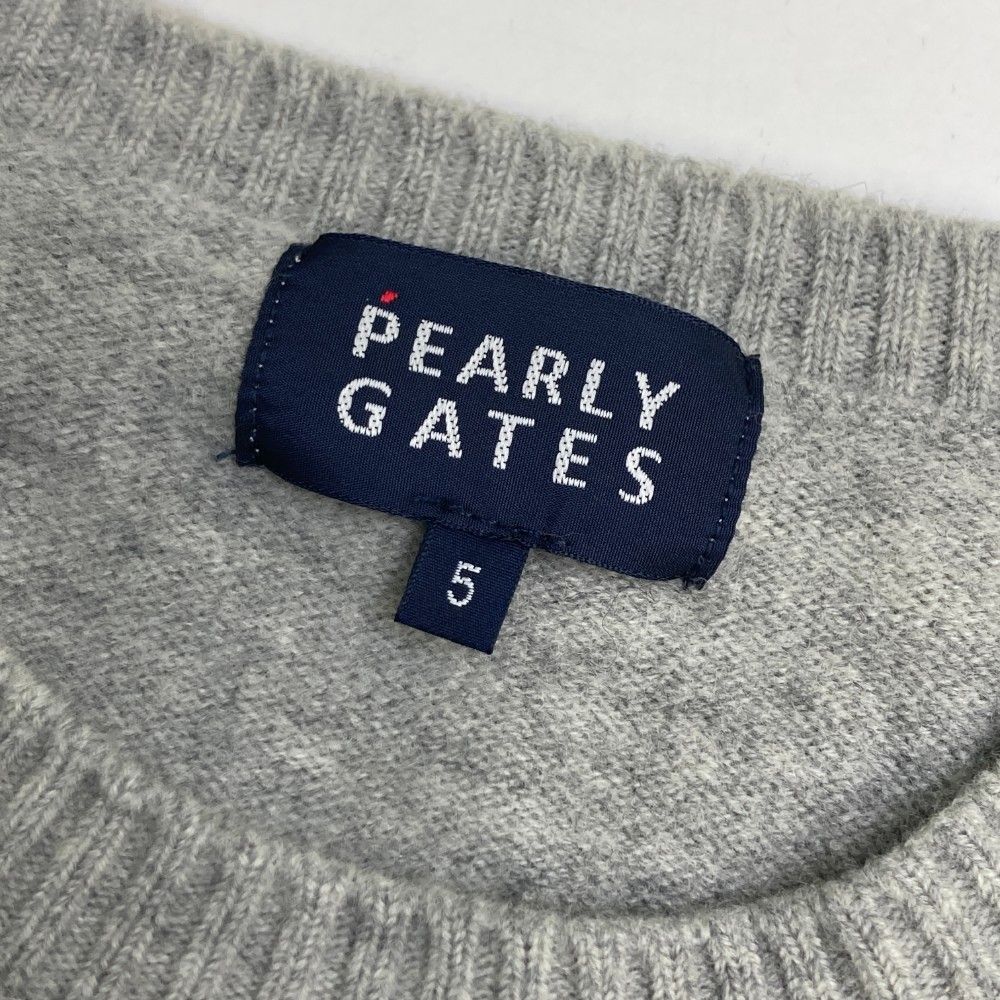 新品 パーリーゲイツ ニット セーター ロゴ柄 グレー Lサイズ（5） サイズ：5 PEARLY GATES パーリーゲイツ ニットセーター グレー