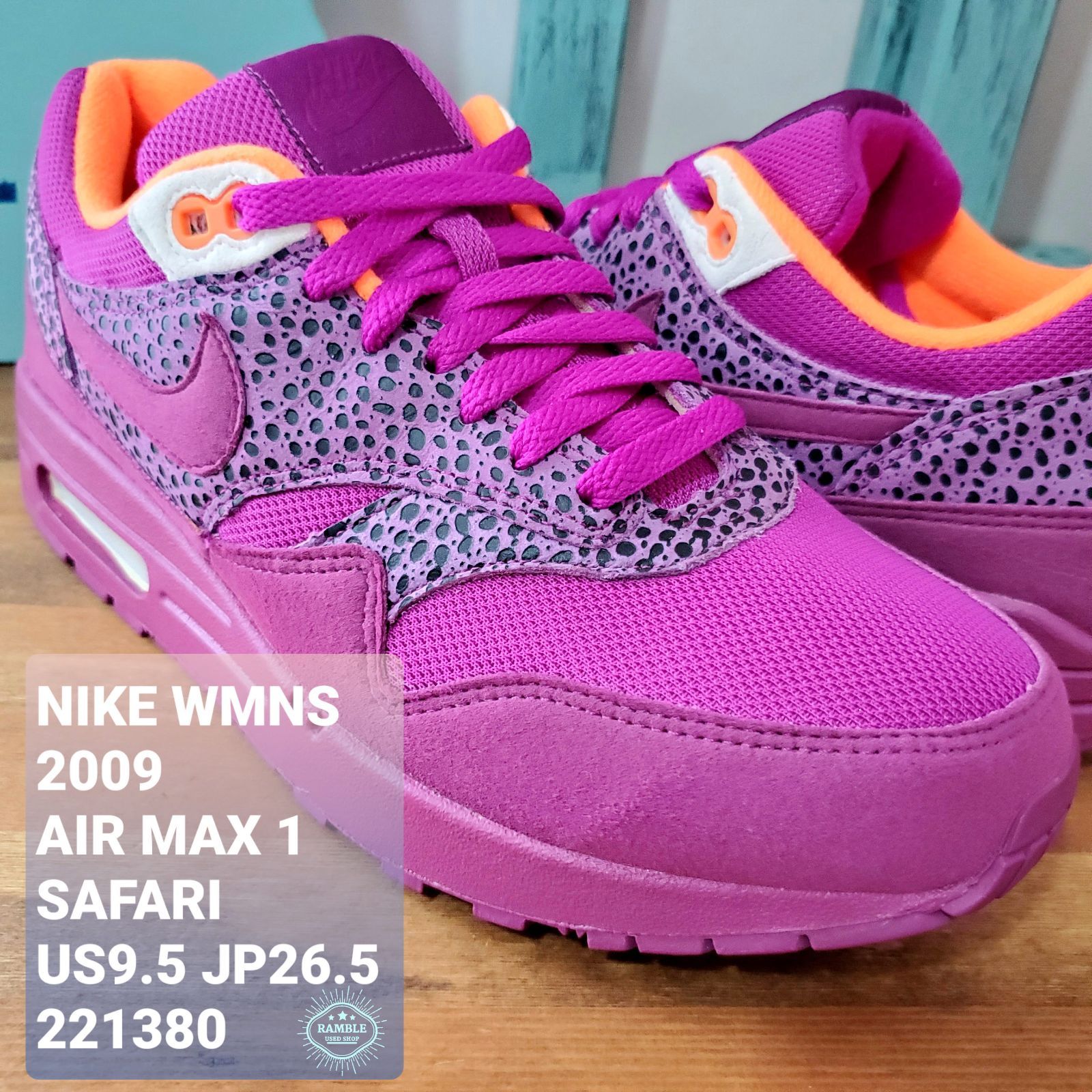 NIKEナイキ□極美品 09年 WMNS AIR MAX 1 SAFARI RED PLUM US9.5 JP26