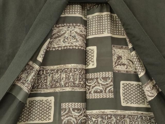 平和屋着物○男性 紬 縞 黒地 正絹 逸品 AAAZ3796ck