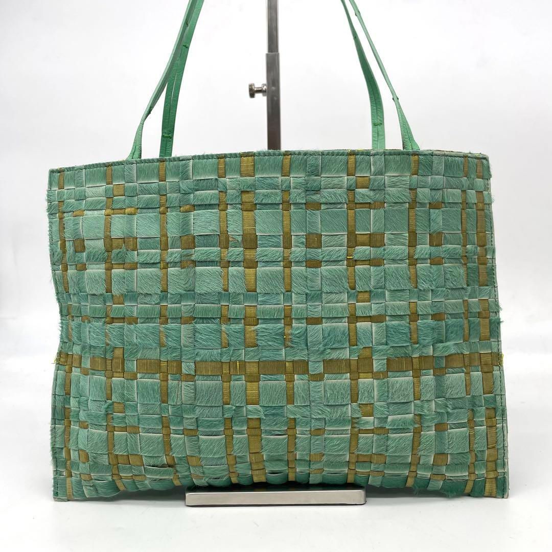 Bottega Veneta ボッテガヴェネタ トートバッグ ハンドバッグ 肩掛け イントレチャート ハラコ グリーン