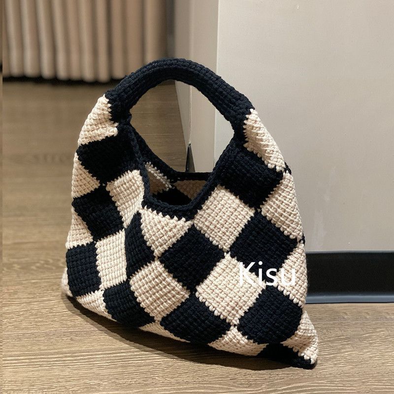 美品 MARNI MARKET DIAMOND マルニマーケット ファッション レディース バッグ ハンドバッグ スモールニットバッグ  ブラック×ベージュ - メルカリ