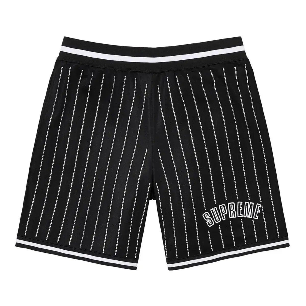 Supreme シュプリーム ラインストーン ストライプ バスケットボール ショートパンツ ハーフパンツ 黒 カラー