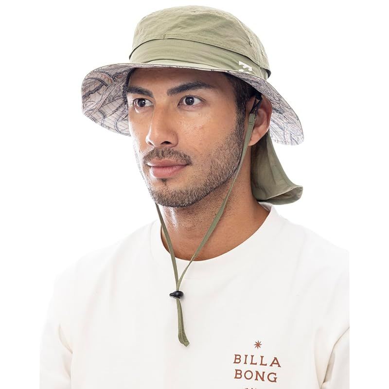 [ビラボン] ハット 【つば裏柄入り】 水陸両用アウトドアビーチハット【日除け付き】 BF011914 OLV