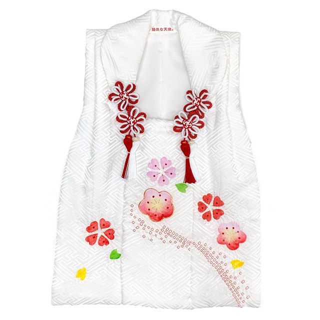 七五三 三歳 女の子 被布セット 正絹被布コート 草履 巾着 足袋 4点コーデセット 白 紅梅 HHF175-4set01