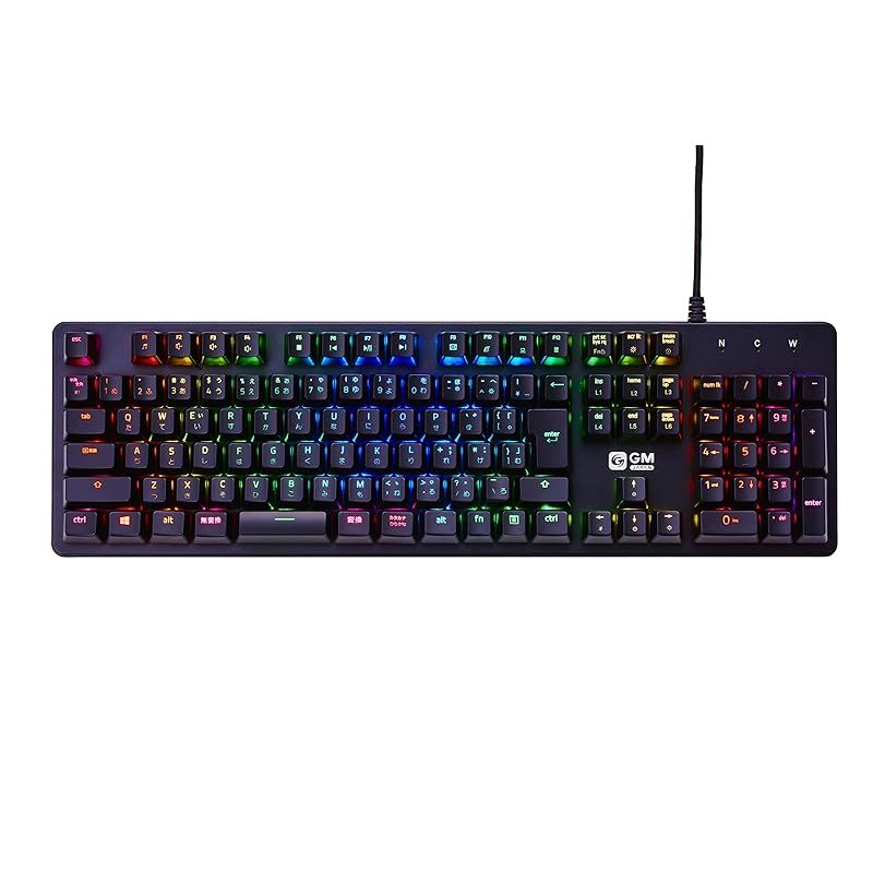 GM-JAPAN ゲーミング キーボード 青軸 高耐久 有線 メカニカル RGB テンキー付き 109キー 日本語配列JP GM-KB-BK