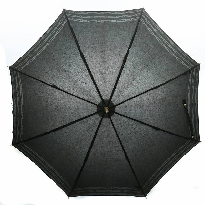 フェンディ FENDI 日傘 長傘 パラソル ロゴ ズッカ柄 総柄 黒 ブラック