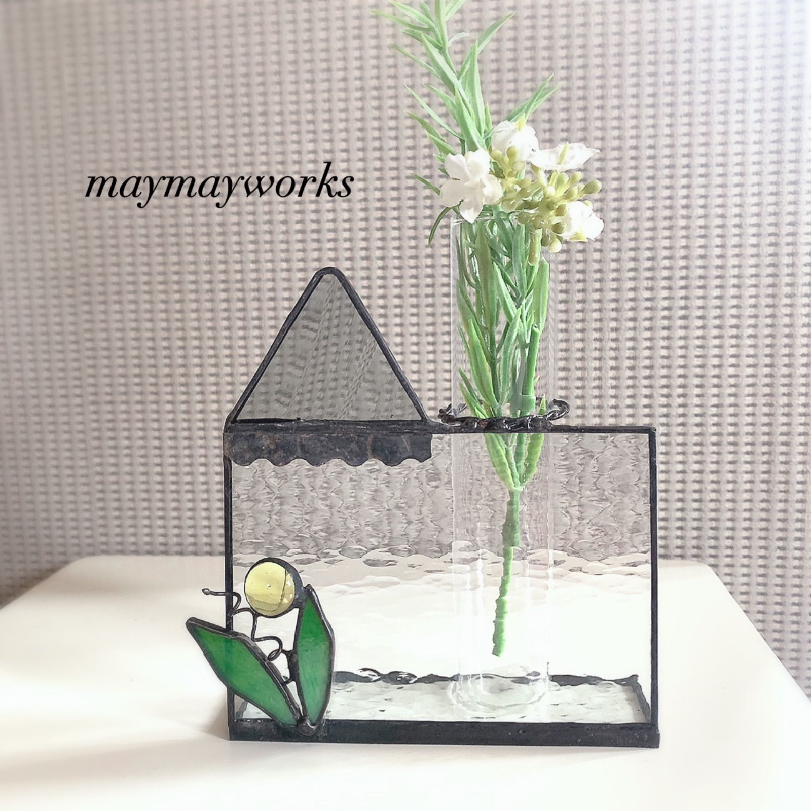 ステンドグラス Rose かゆく flower basket【受注作品】