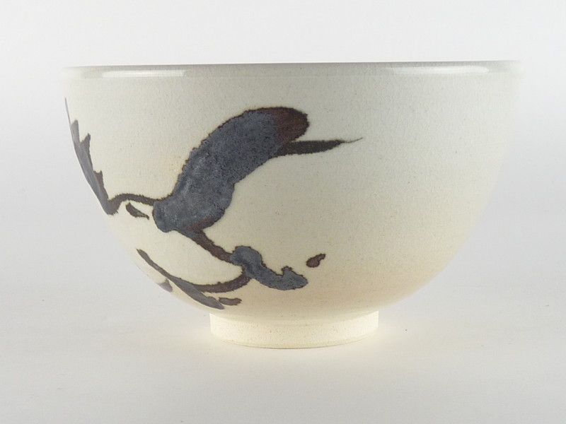 清宮】三浦竹軒「奔馬図 茶碗」共箱 幅 約13cm 高さ 約8cm 干支