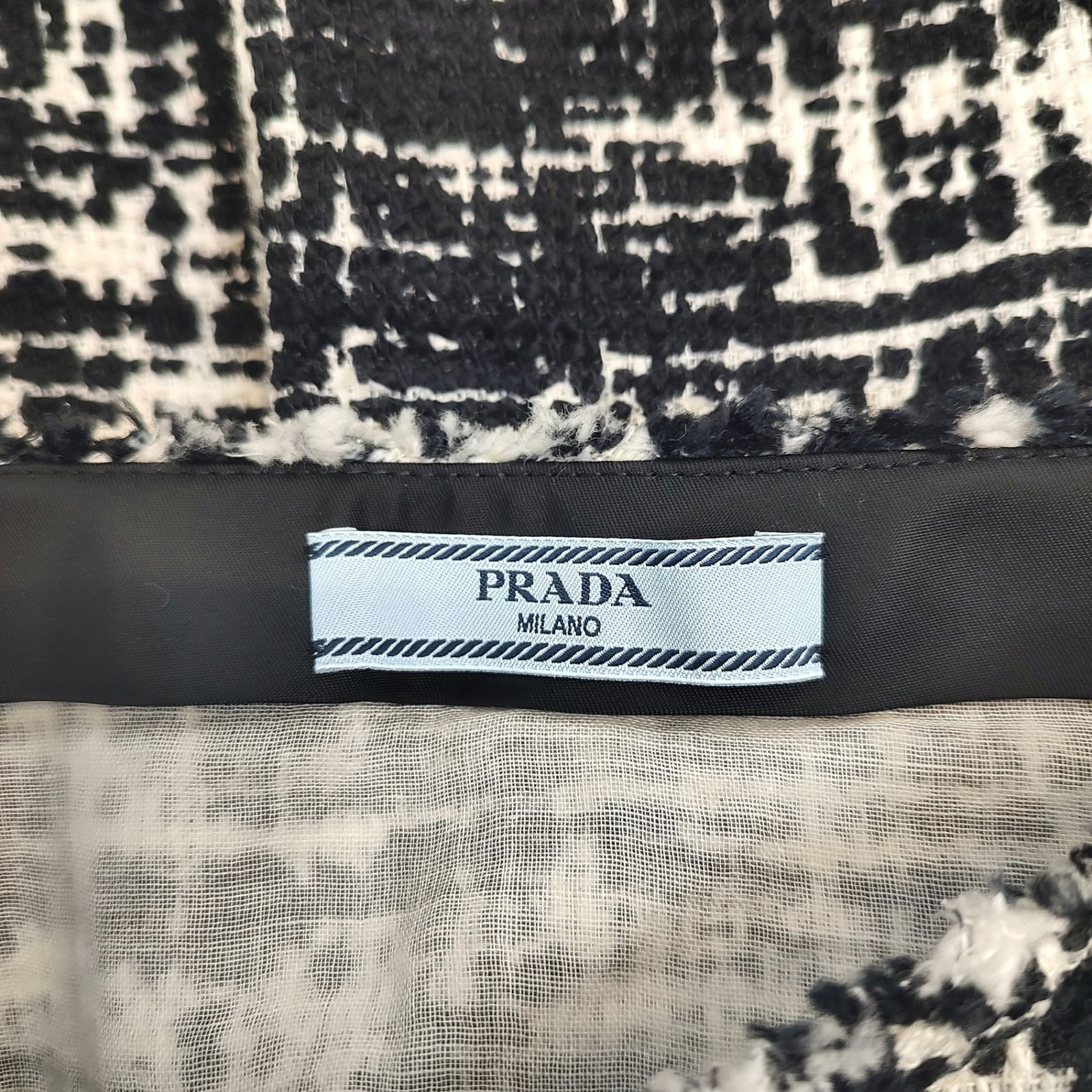 PRADAのツィードスカート PRADA プラダ ツイード ミニ スカート 38 ブラック/ホワイト