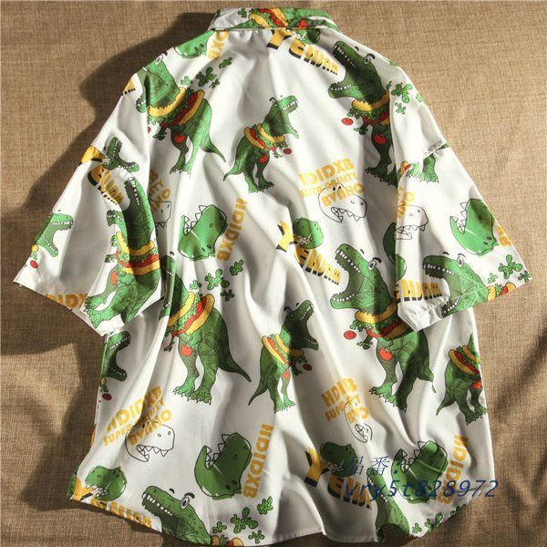 あり 柄シャツ 恐竜柄 半袖 シャツ ダイナソー柄 トップス あり 柄シャツ 恐竜柄 半袖 シャツ ダイナソー柄 トップス