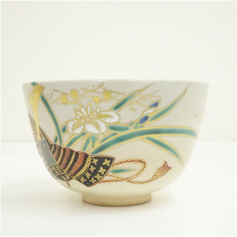 橋本城岳造 仁清写 見返り美人の絵 茶碗 茶道具 共箱共布　N345　NT2 橋本城岳造 仁清写 見返り美人の絵 茶碗 茶道具 共箱共布 N345 NT2