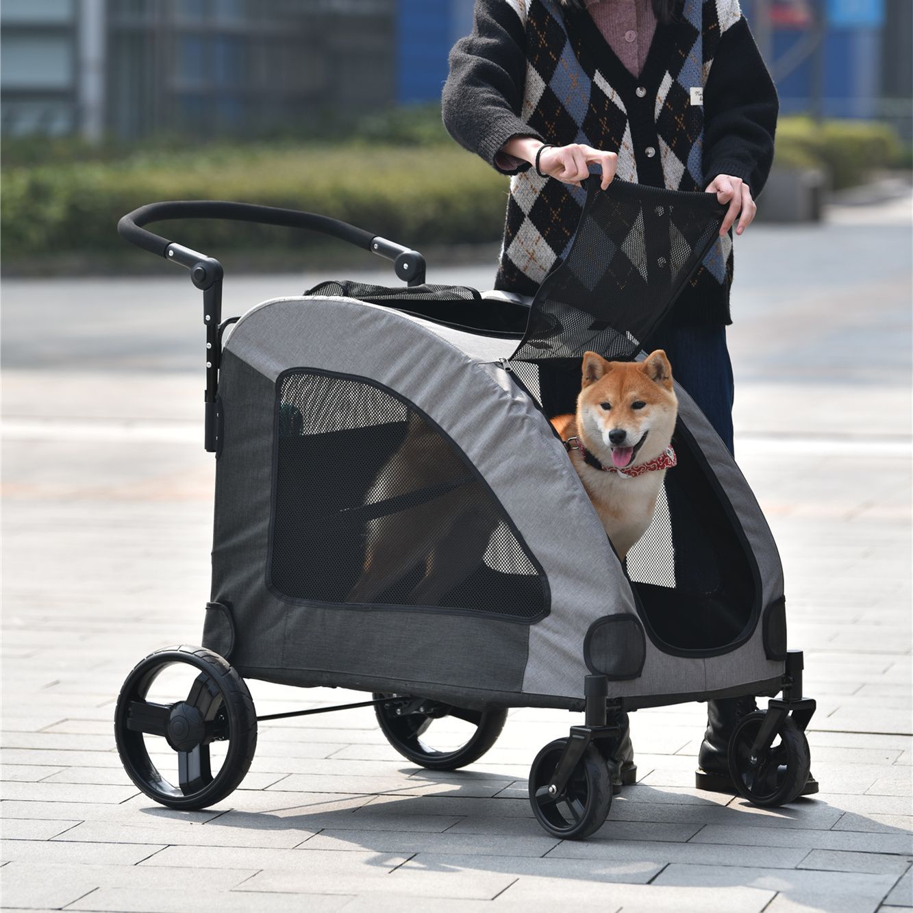 ペットカート 耐荷重50㎏折りたたみ 多頭 中型犬 小型犬 猫 軽量 組立