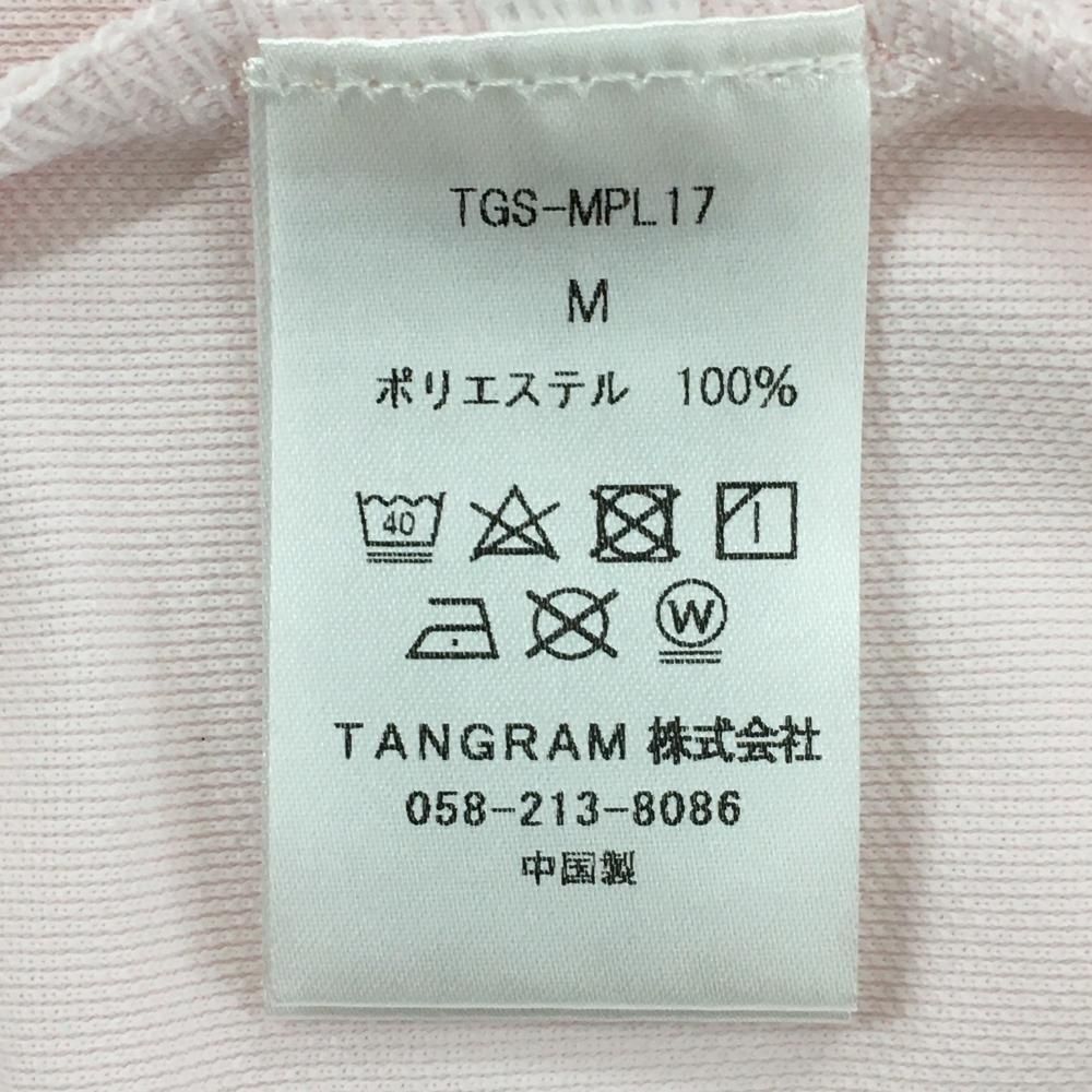 【美品】タングラム 半袖ポロシャツ ピンク×黒 背面ビッグロゴ メンズ M ゴルフウェア TANGRAM 美品】タングラム 半袖ポロシャツ ピンク×黒 背面ビッグロゴ