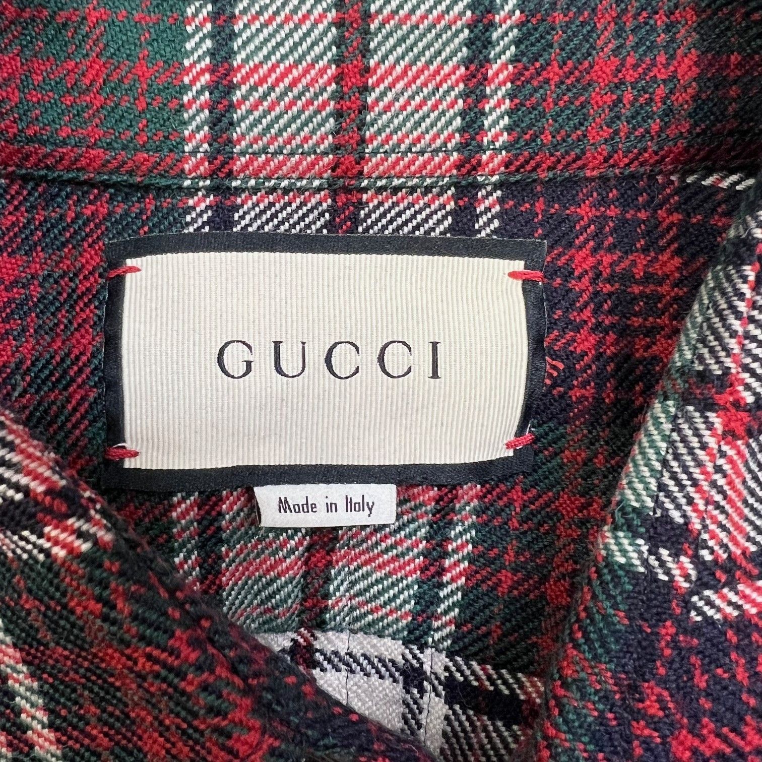 国内正規 GUCCI 18AW Back Embroidered Flannel Shirt バックエン