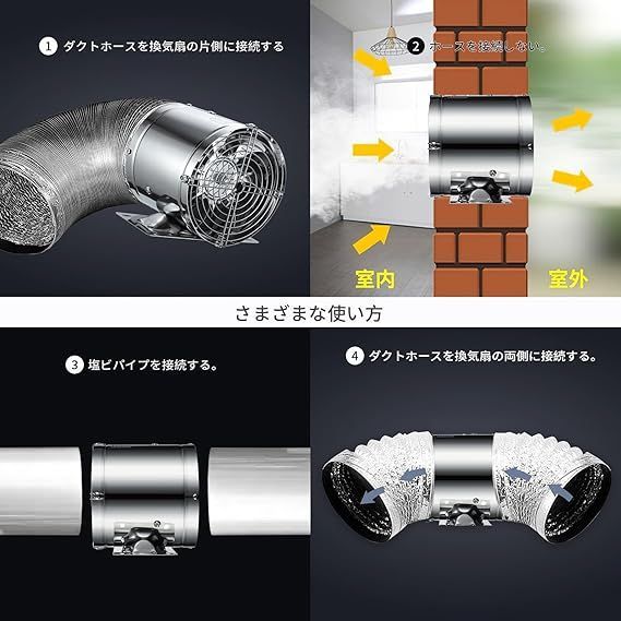 【在庫処分】【2024年最新型】換気扇 150mm 大風量 Sidvkut 家庭用工業換気扇 風量480m/h 金属製 中間取付形ダクトファン 塗装ブース用 ダクト用換気扇 倉庫/トイレ/キッチン換気排気用 (シルバー) 150mm 大風量 Sidvkut 風量480m レビュー2025年最新型換気扇 家庭用