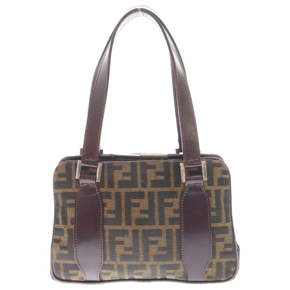 FENDI (フェンディ) ズッカ柄 がま口 FFロゴ キャンバス ハンドバッグ 