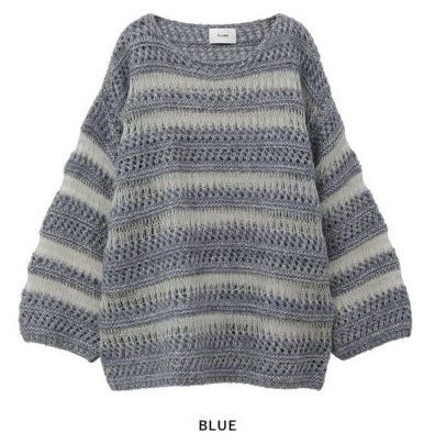 CLANE クラネ SHEER BORDER MOHAIR KNIT サイズ2 CLANE(クラネ) SHEER BORDER MOHAIR KNIT シアーボーダーモエアニット