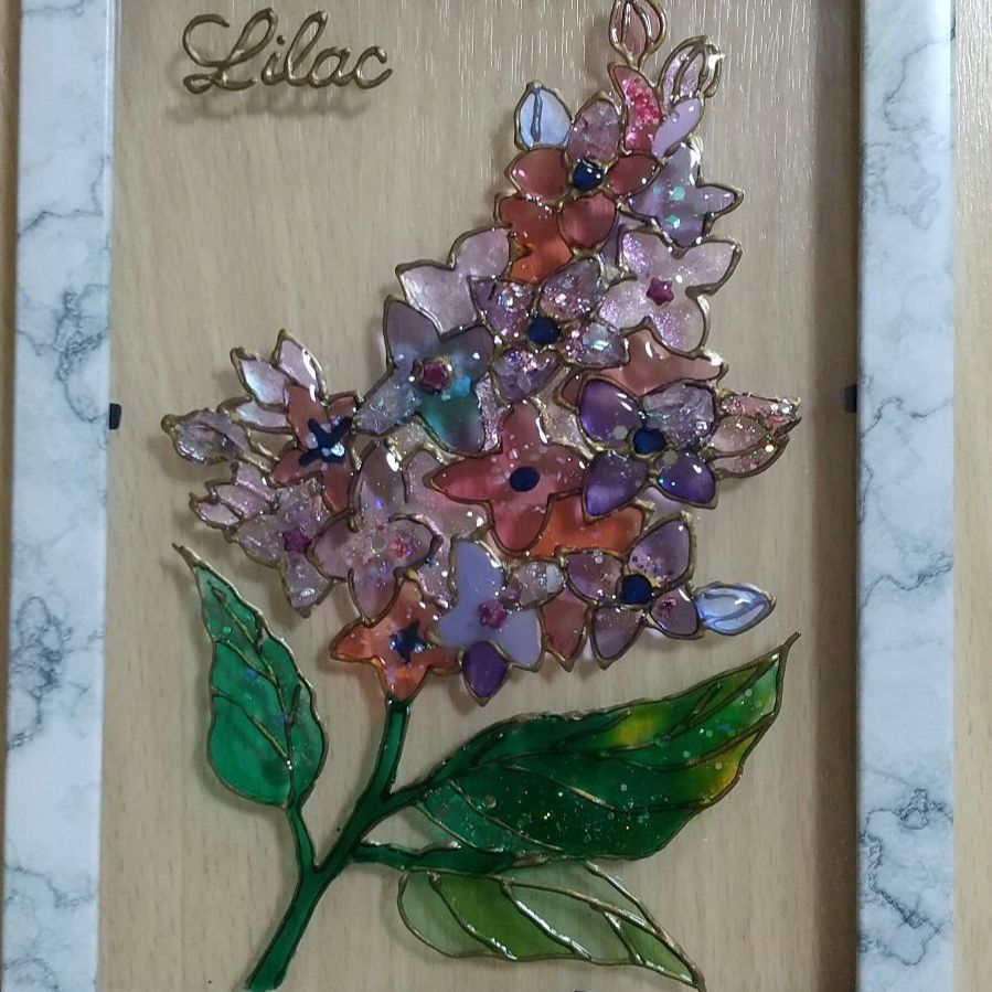 幸運☆苺＆天然石水晶（花瓶）ステンドグラス風/玄関風水  