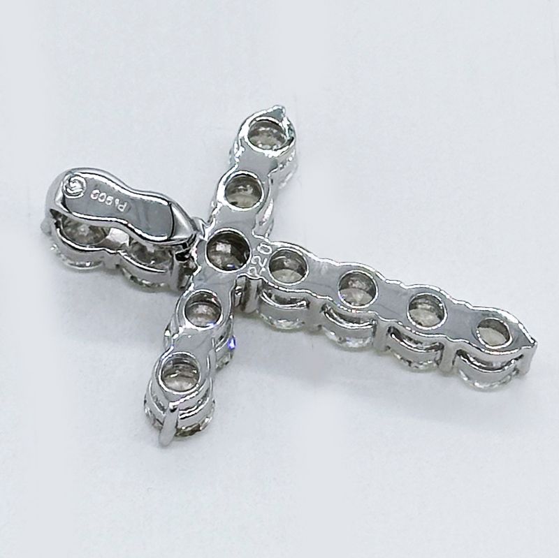 ペンダント トップ 計2カラット (2.20ct) プラチナ 天然 ダイヤモンド 十字架 クロス 上質ダイヤ使用 手作り ヘッド