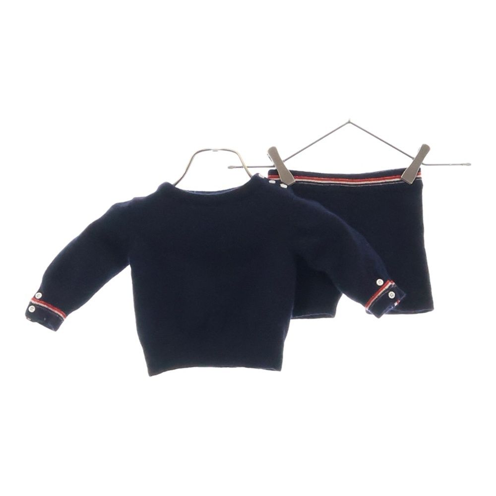 THOM BROWNE (トムブラウン) baby トリコロール ウールカシミヤ混ニットセットアップ セーター パンツ ネイビー