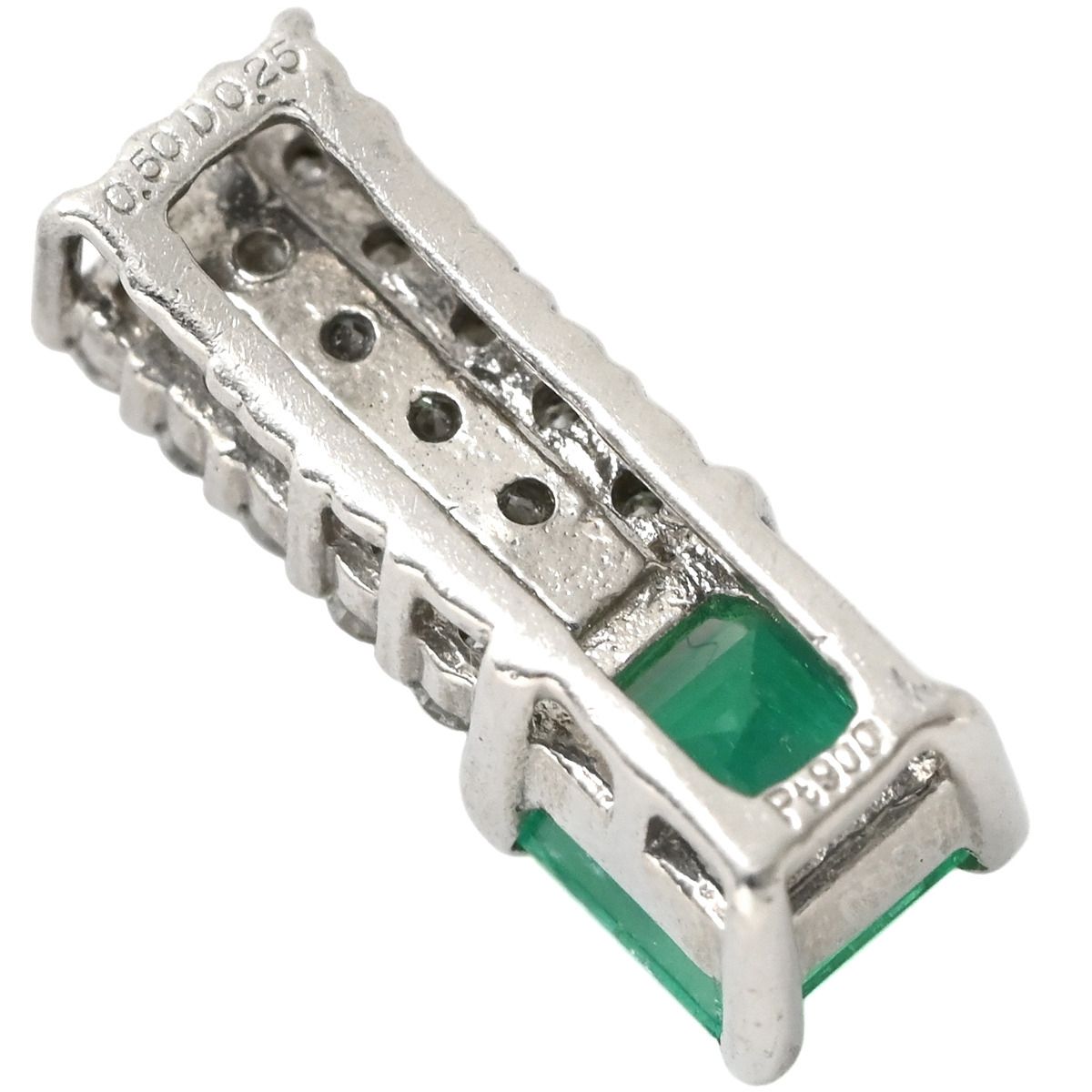 ペンダントトップ エメラルド ダイヤ Pt900 エメラルド ダイヤモンド プラチナシルバー 緑 ネックレストップ