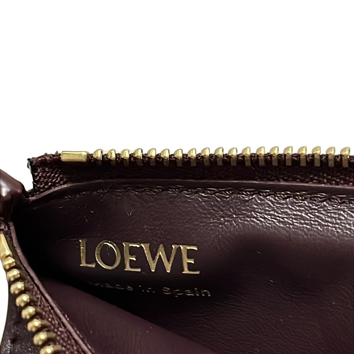 LOEWE(ロエベ) カードケース ぺブル コインカードホルダー ボルドー フラグメントケース/アナグラムチャーム - メルカリ