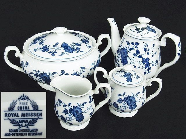マイセン ティーセットティーポット・シュガーポット・クリーマー Meissen マイセン「花文様 ティーセット（ポット＆シュガー＆ミルク＋