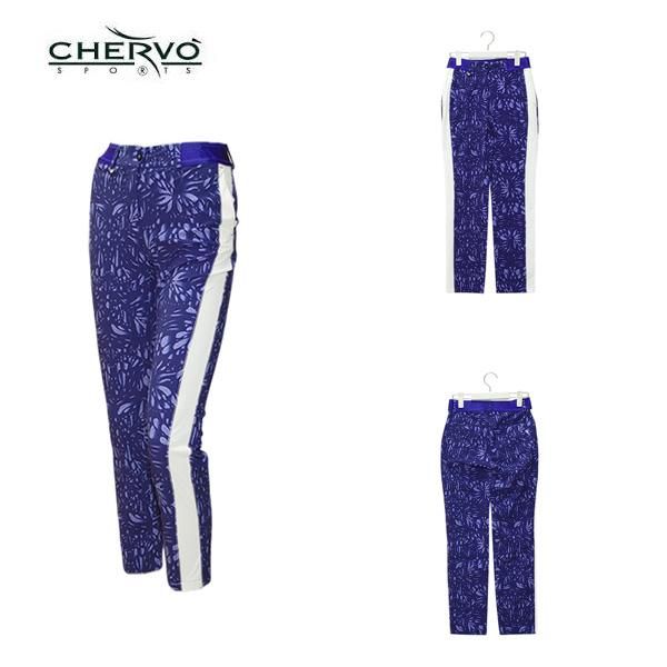 シェルボ CHERVO レディース 春夏 UVカット 吸水速乾 バタフライウィング柄ストレッチパンツ 032-76414n