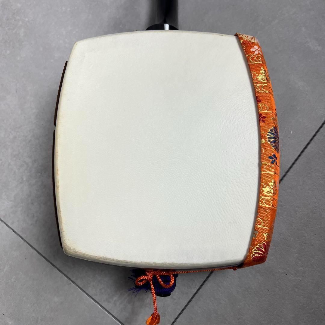 高級品 細棹長唄三味線 子持ち綾杉胴 紅木 金細 レザーハードケース