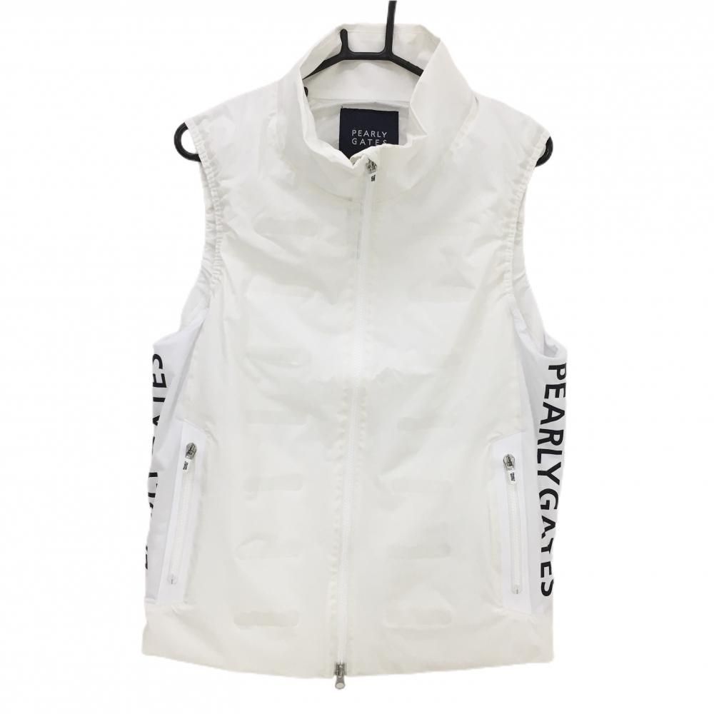 SALE15％OFF【超美品】パーリーゲイツ エアーダウンベスト 白×黒 サイドロゴ メンズ 4(M) ゴルフウェア PEARLY GATES