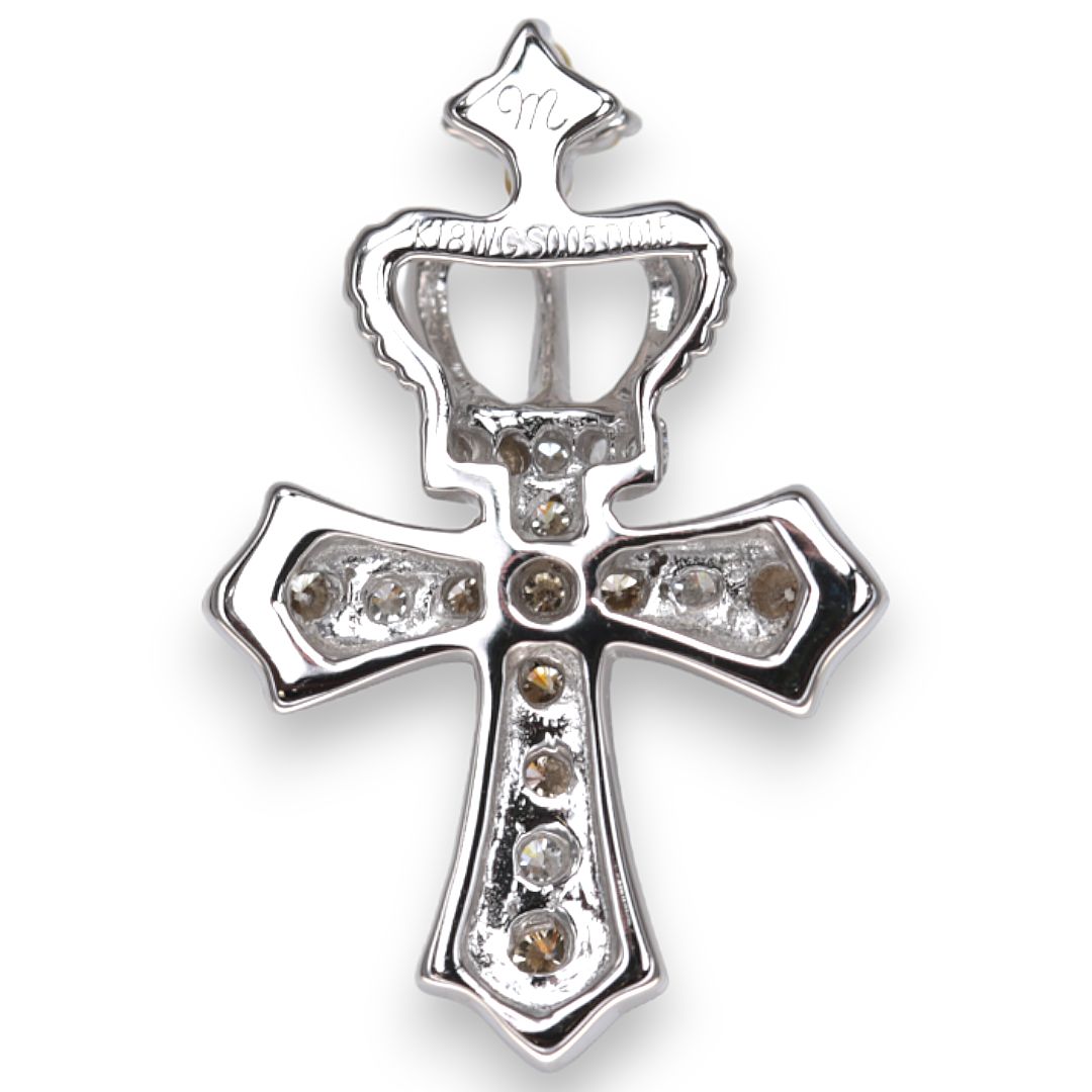 新品仕上済】笠原真寿美 K18WG ペンダントトップ S0.05ct D0.15ct 王冠  