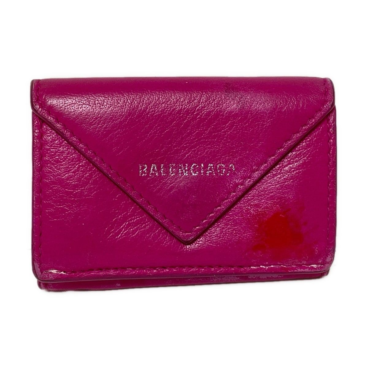 BALENCIAGA バレンシアガ 3つ折り財布 ペーパーミニウォレット 391446 ピンク レザー
