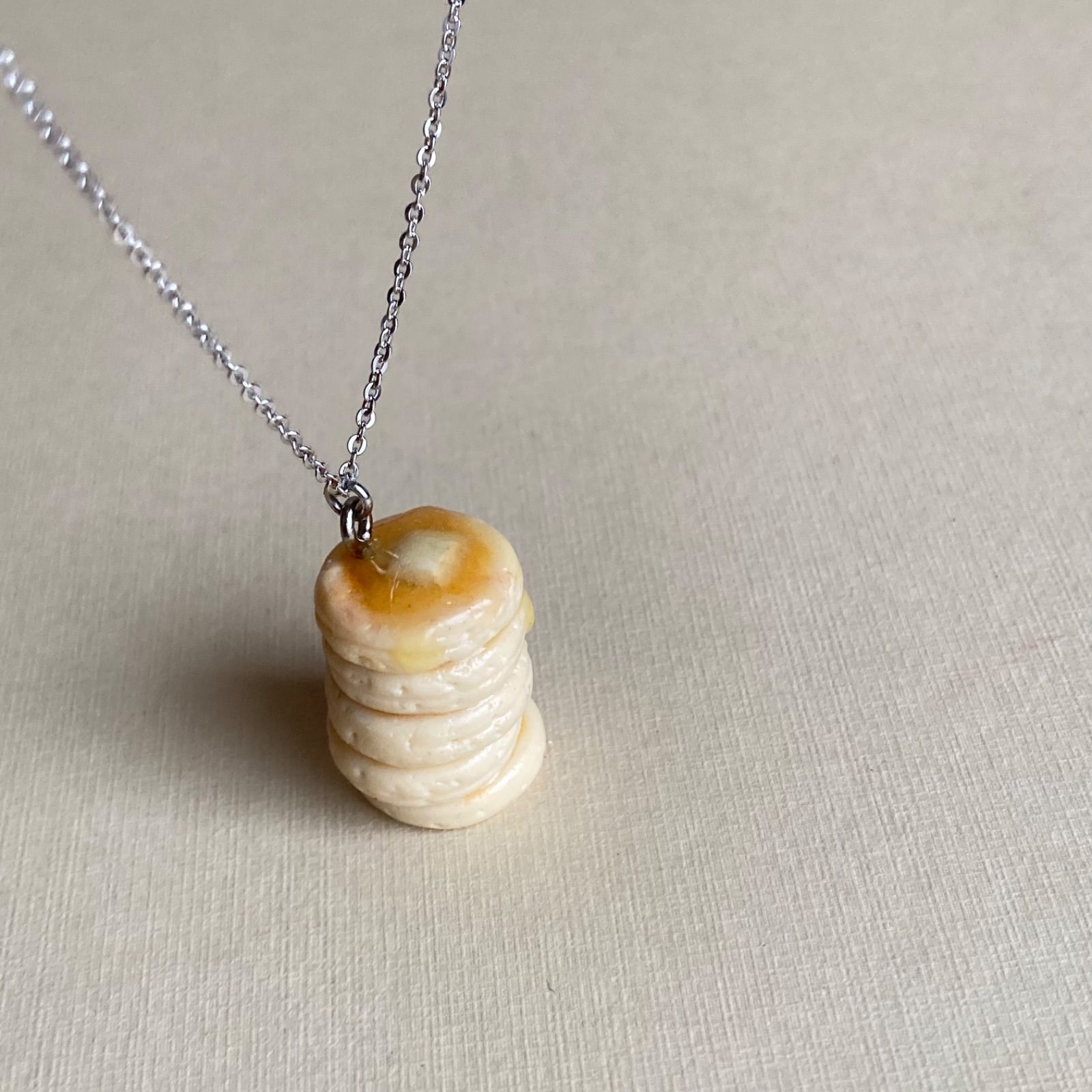 pancake necklace food sample pendant