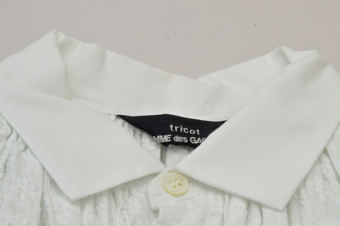 コムデギャルソン tricot COMME des GARCONS シャツ/ブラウス ギャザー 花刺繍 Mサイズ AD2014 ホワイト レディース F-L8436 コムデギャルソン tricot COMME des GARCONS シャツ/ブラウス ギャザー