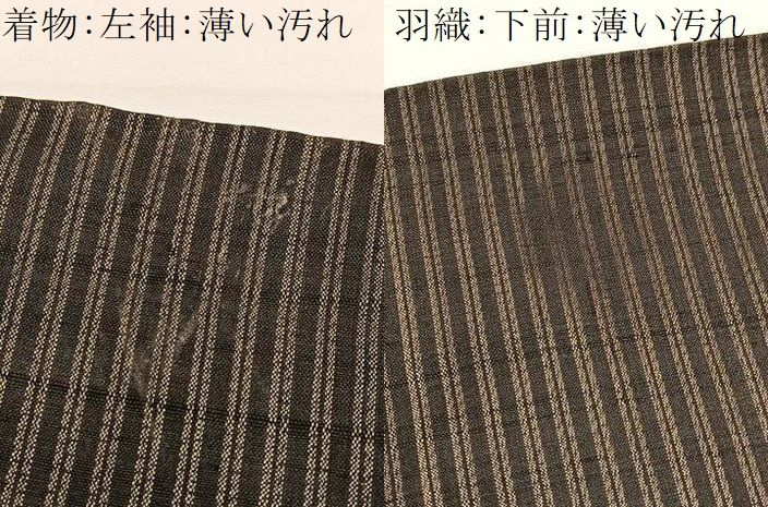 平和屋本店□極上 男性 紬 アンサンブル 色無地 褐返色 逸品 未使用