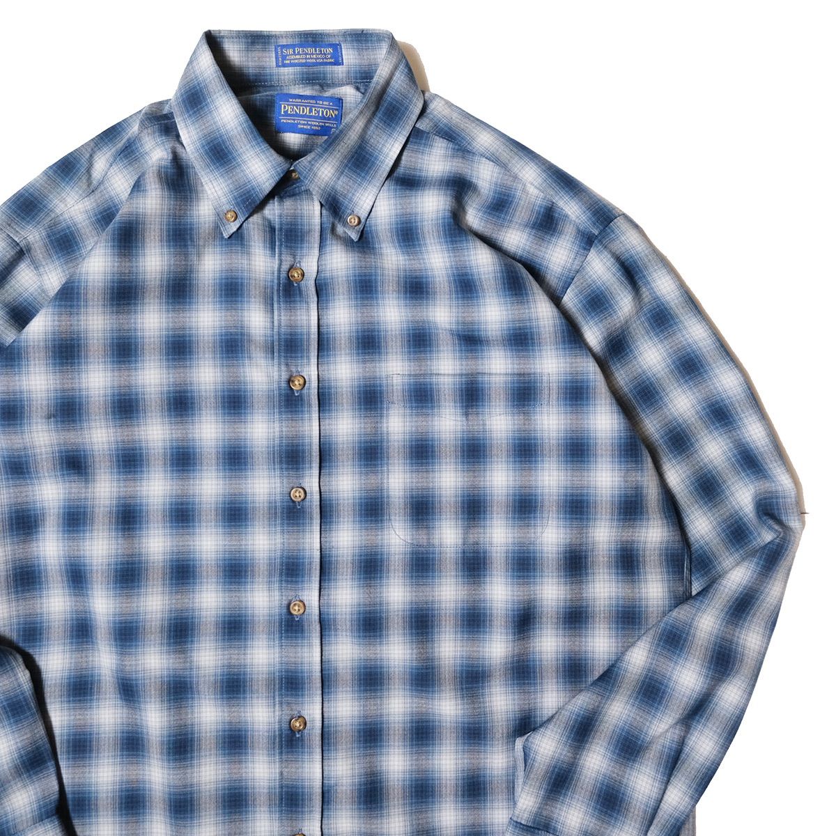 00's 10's サー ペンドルトン シャドーチェック ウールシャツ (L) 青