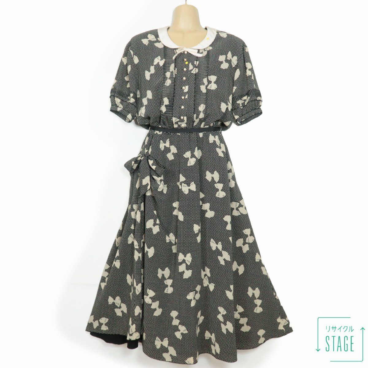 カネコイサオ☆上品クラシカル！たくし上げリボン付き！ドット&リボン