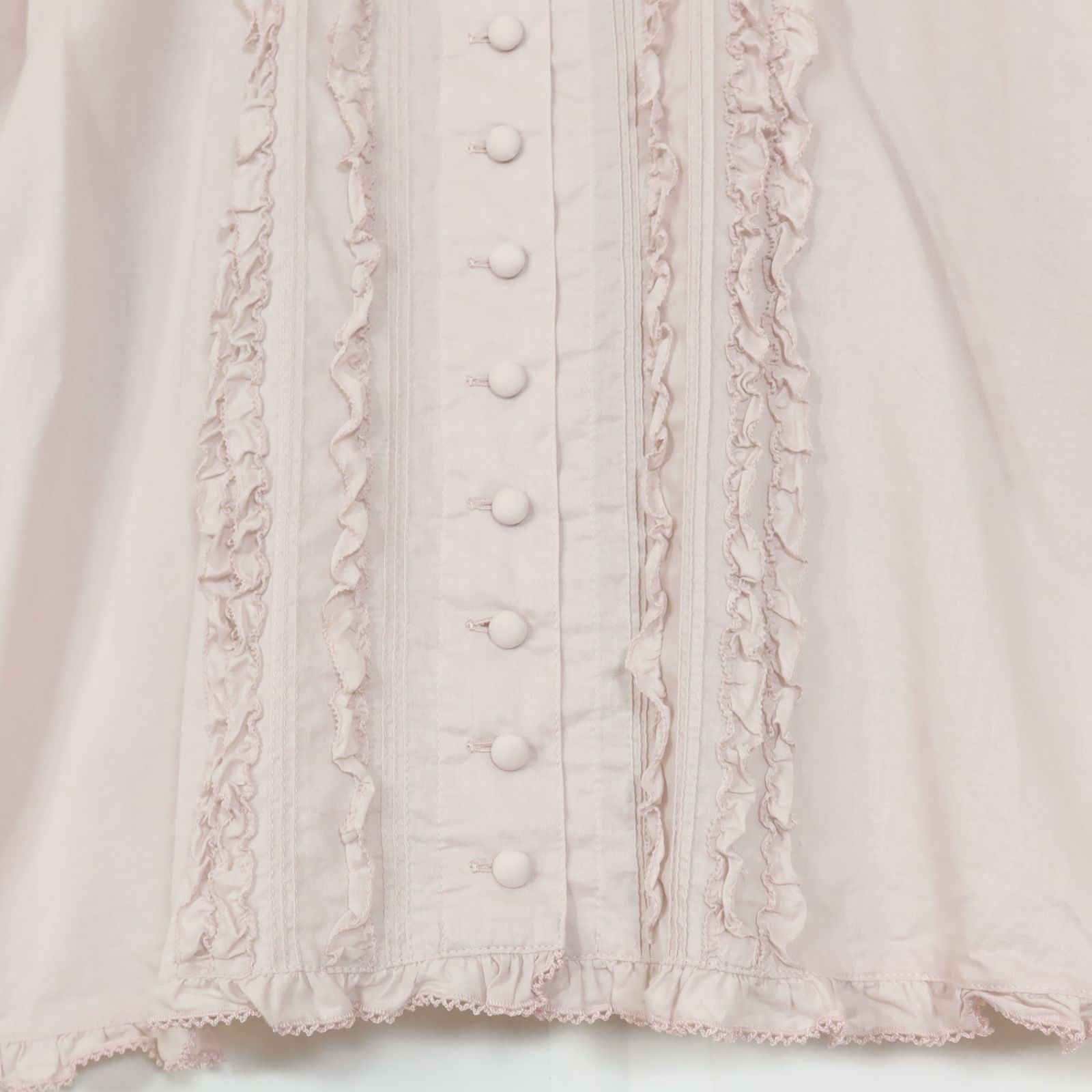 ★ ピンクハウス　オーバーブラウス　くすみピンク系 ★ 美品】ピンクハウス☆たっぷりりフリルとリボン飾りが可愛い