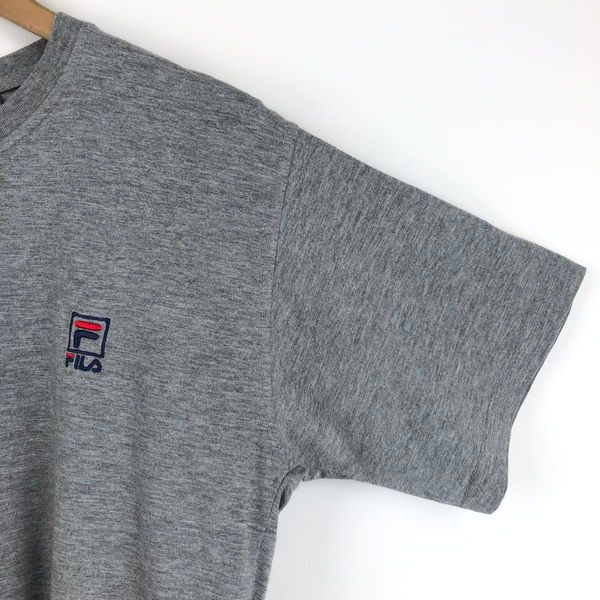 【古着】 FILA フィラ Tシャツ 無地 ワンポイント ヴィンテージ グレー系 メンズS 【中古】 n054867